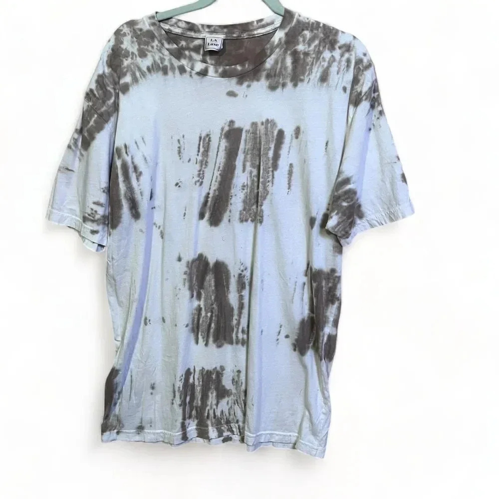 LA Luxe Womens Unisex‎ Beige Tie Dye Ring Spun Cotton Sz M/L Oversized